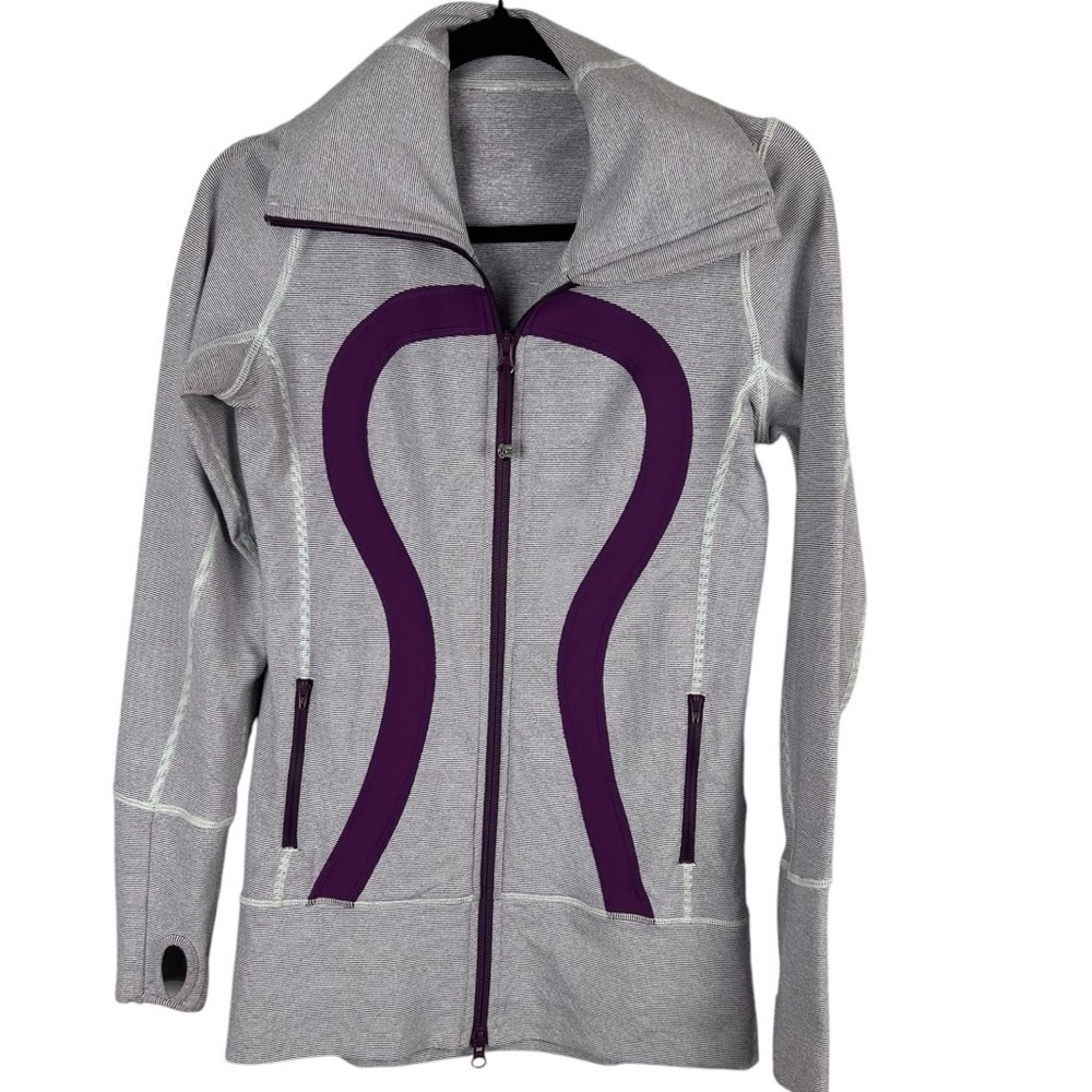 Lululemon Athletica Dewberry Microstripe in Stride Full Zip Jacket Size 4
